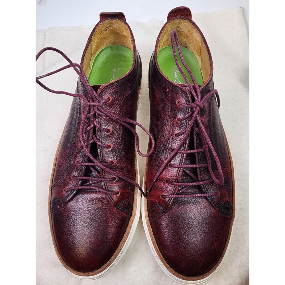 Oliver Sweeney Lopes Distressed Burgundy Leather Lace-Up Casual Sneaker US 9 - Picture 10 of 13